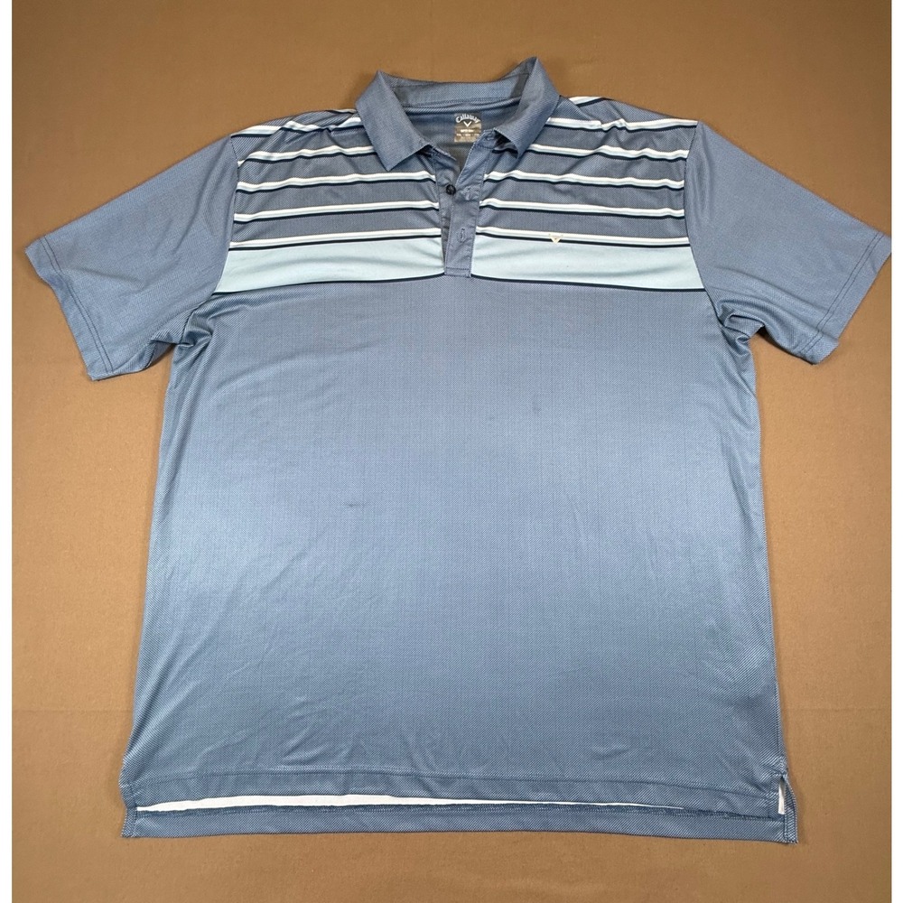 Callaway Opti-Dri XXL Golf Polo Shirt Blue Striped Athletic Mens